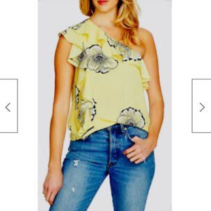 1 State Yellow Floral Off The Shoulder Top S